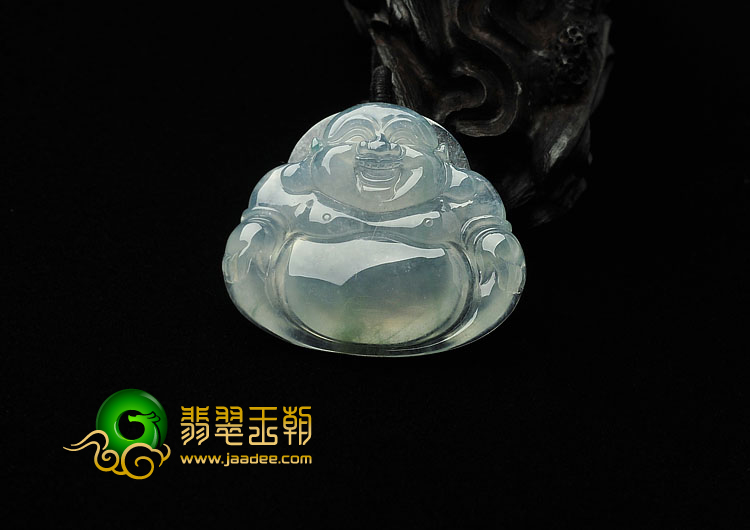 冰种略飘花缅甸翡翠A货玉佛挂件