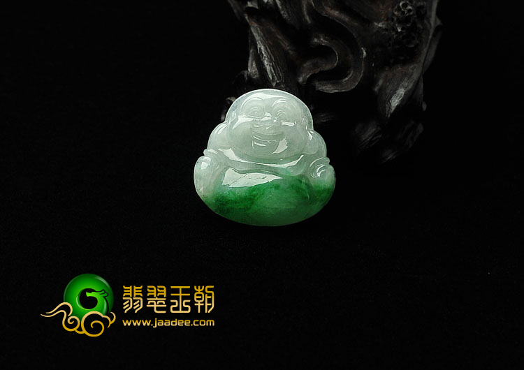 糯冰种飘翠缅甸翡翠A货玉佛挂件