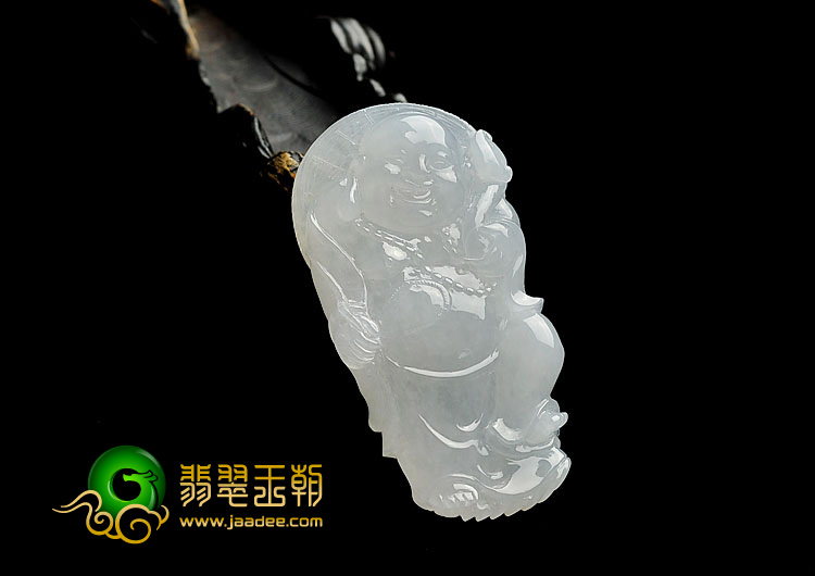 糯冰种晴水缅甸翡翠A货站佛挂件