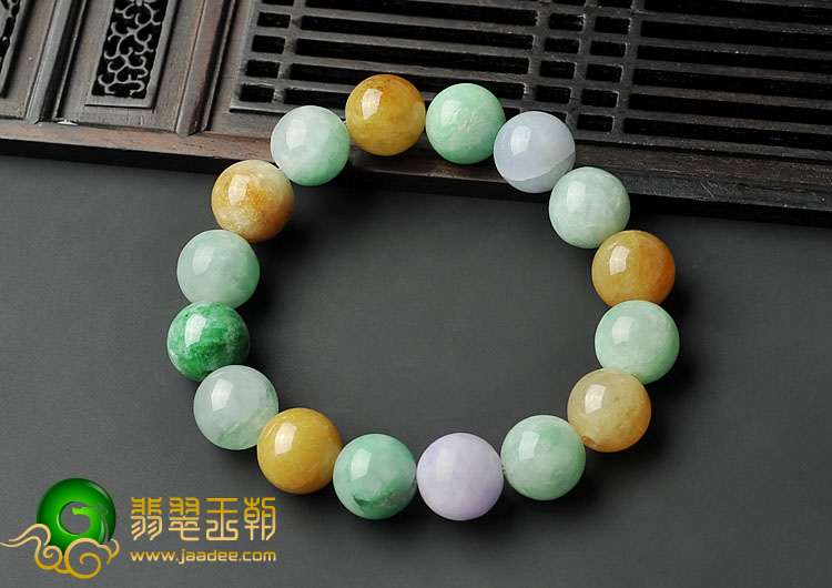 糯冰种三彩缅甸翡翠A货手链