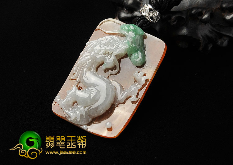 冰种三彩缅甸翡翠A货龙行如意挂件