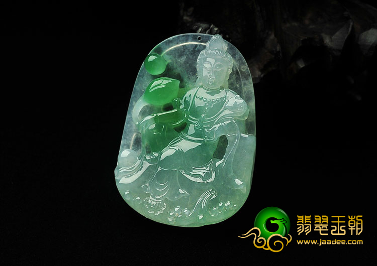 冰种飘翠缅甸翡翠A货观音挂件