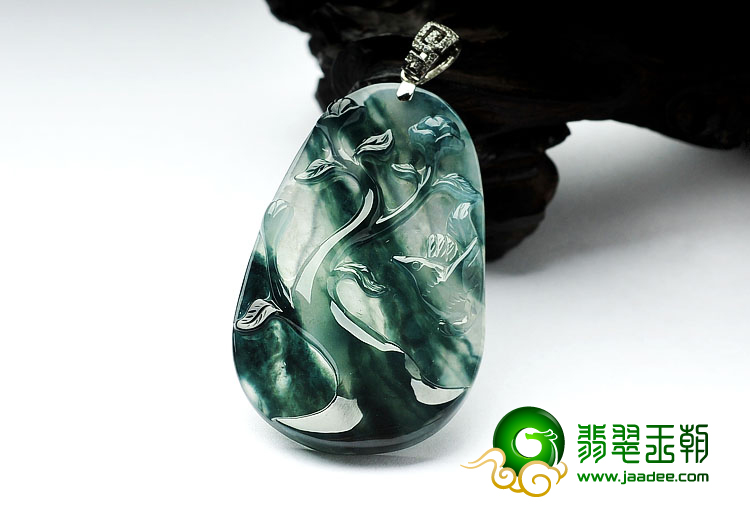 冰种飘花缅甸翡翠A货喜上眉梢挂件