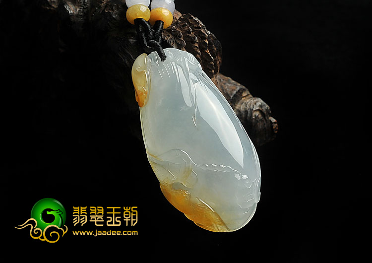 冰种晴水黄翡缅甸翡翠A货福瓜挂件