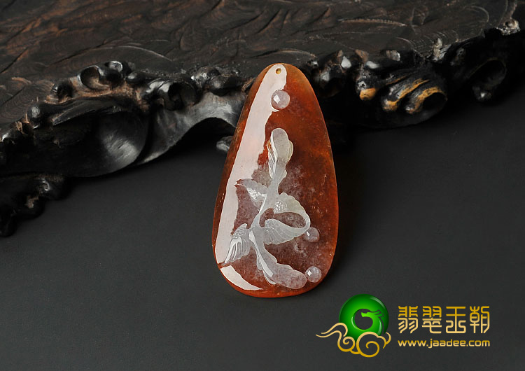 冰种红黄翡缅甸翡翠A货比翼双飞挂件