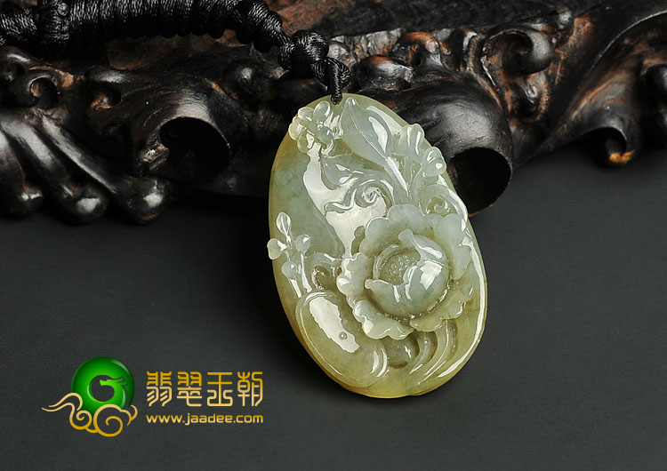 糯冰种褐黄翡缅甸翡翠A货蝶恋花挂件