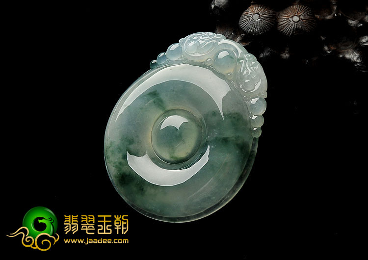 冰种飘花缅甸翡翠A货福在眼前挂件
