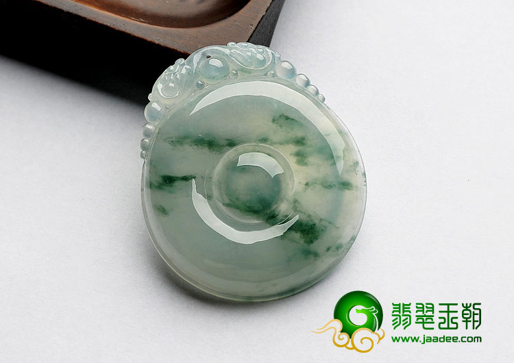 冰种飘花缅甸翡翠A货福在眼前挂件