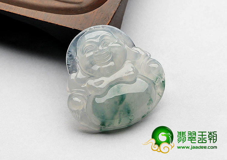 冰种飘花缅甸翡翠A货玉佛挂件