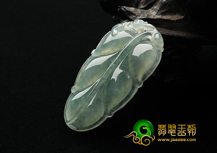 冰种晴水缅甸翡翠A货叶子挂件