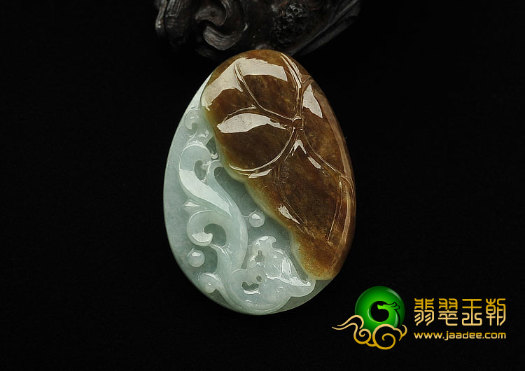 糯冰种晴水褐翡缅甸翡翠A货仿古龙挂件