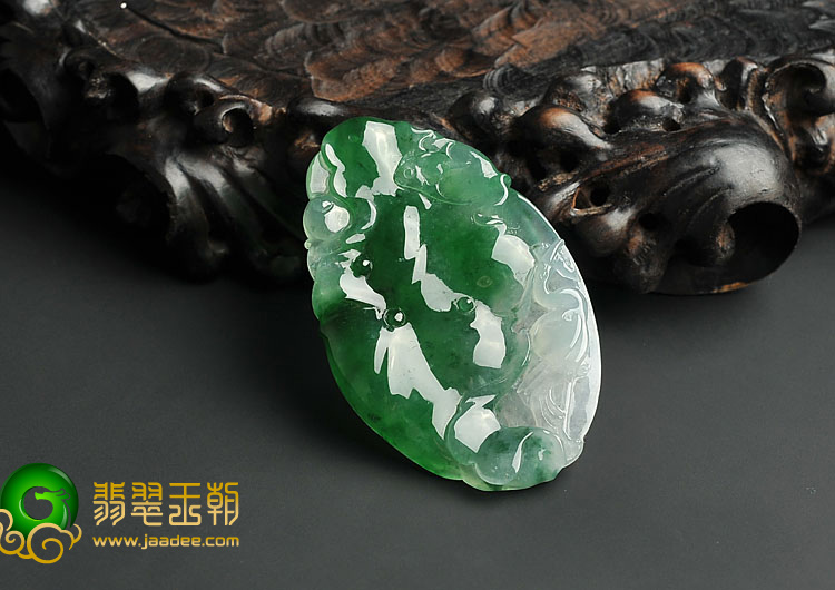 冰种菠菜绿缅甸翡翠A货一路连科挂件