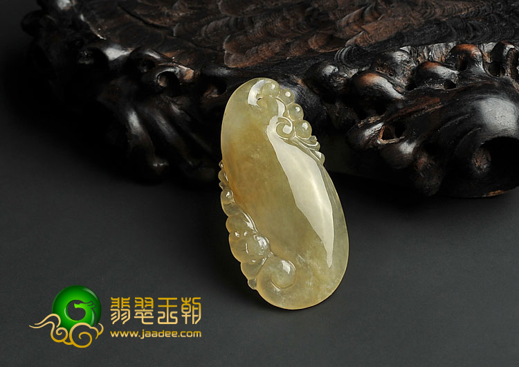 冰种褐黄翡缅甸翡翠A货福瓜挂件