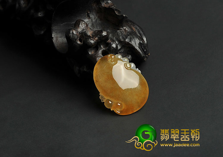 冰种褐黄翡缅甸翡翠A货如意挂件