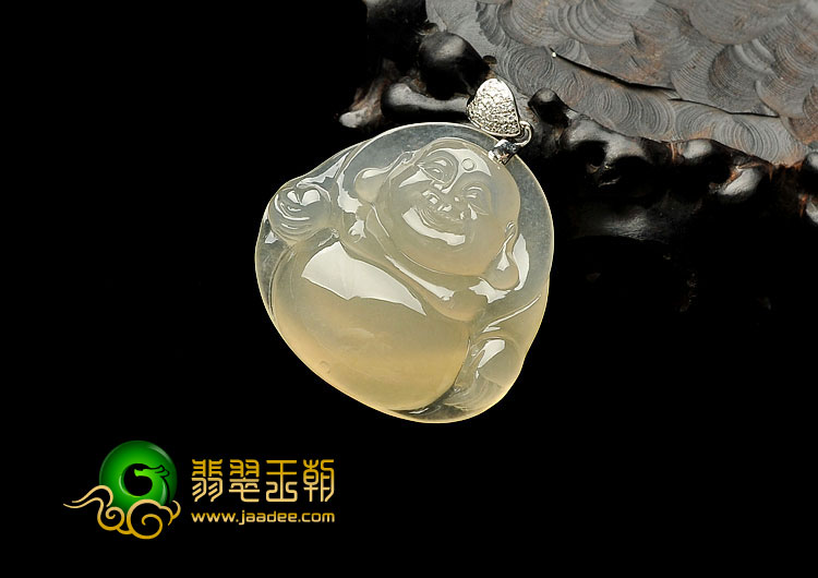 冰玻种黄翡缅甸翡翠A货玉佛挂件