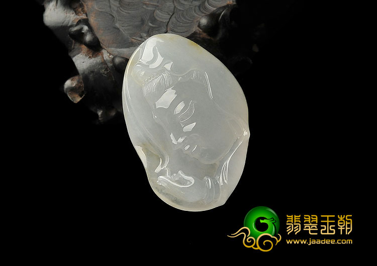 冰种略带黄翡缅甸翡翠A货观音头挂件