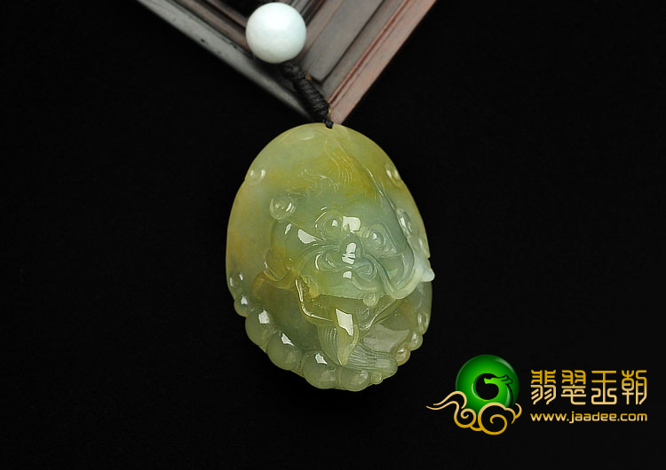糯冰种晴水黄翡缅甸翡翠A货龙头挂件