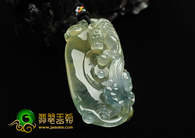 (超值推荐)冰种黄翡飘花缅甸翡翠A货龙行如意挂件