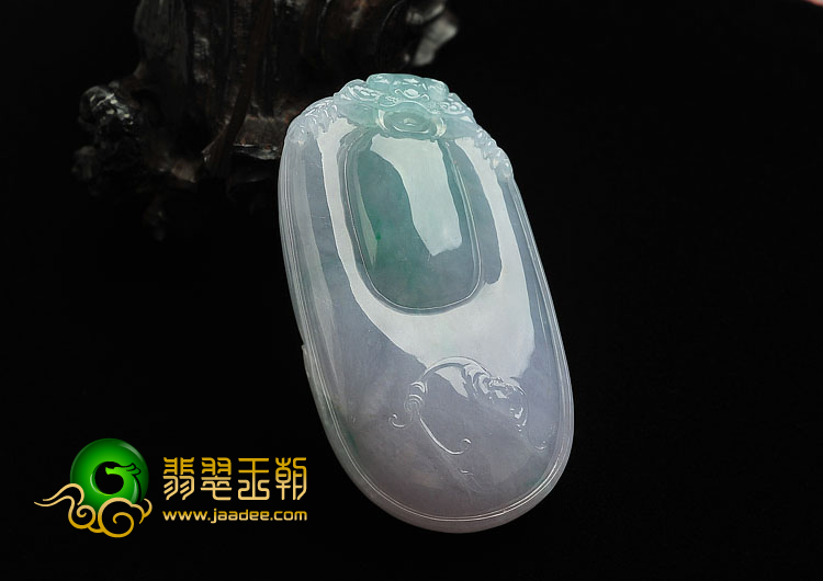 糯冰种春带彩缅甸翡翠A货福在眼前挂件