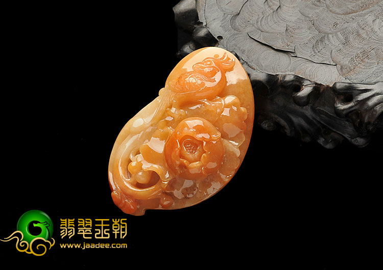 糯冰种红黄翡缅甸翡翠A货鸟语花香挂件