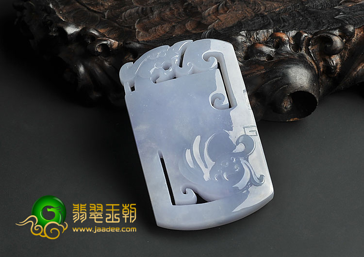 糯冰种紫罗兰缅甸翡翠A货仿古龙凤挂件