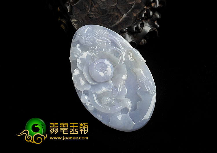 冰种紫罗兰缅甸翡翠A货花开富贵挂件