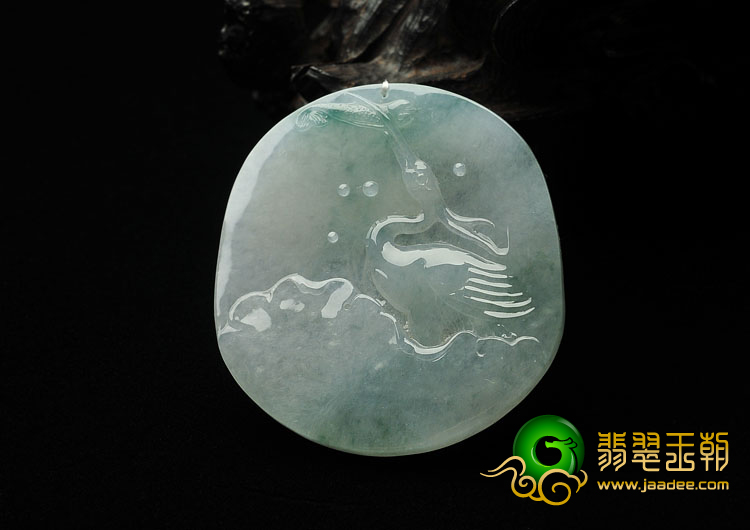 冰种略飘花缅甸翡翠A货一路连科挂件