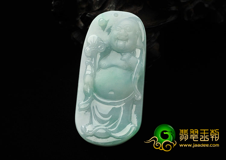 糯冰种晴水缅甸翡翠A货站佛挂件