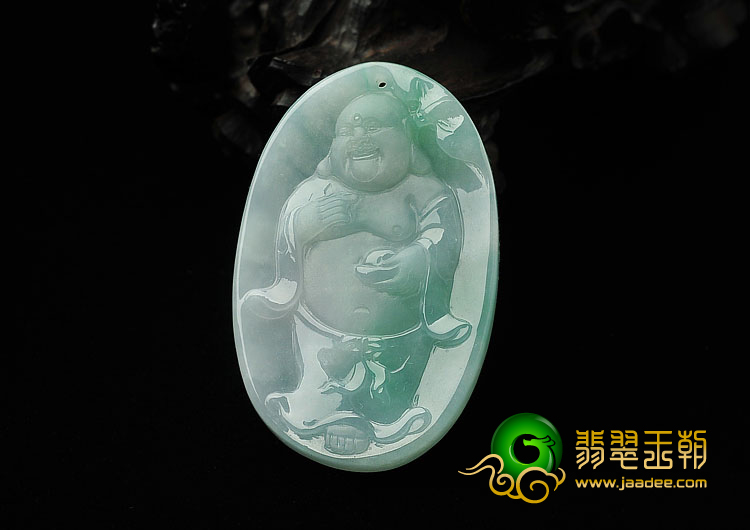 糯冰种晴水缅甸翡翠A货站佛挂件