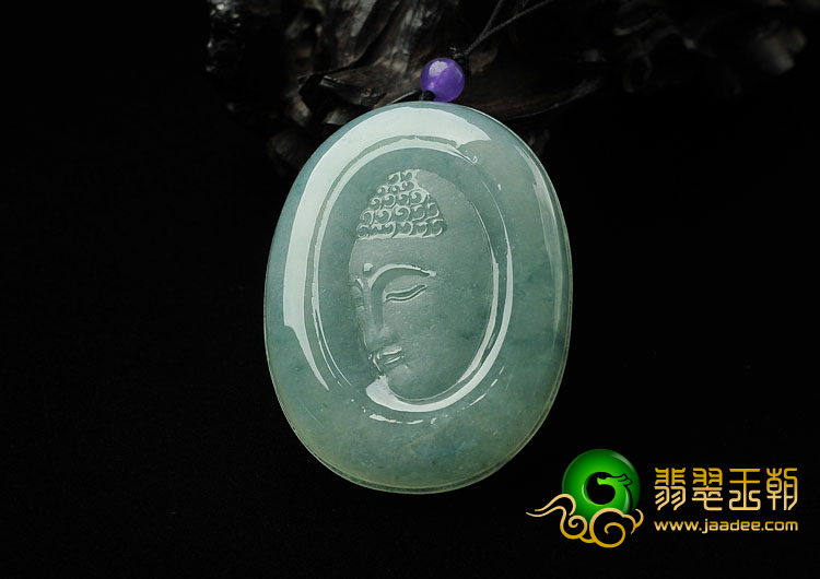 冰种飘花缅甸翡翠A货释迦牟尼挂件