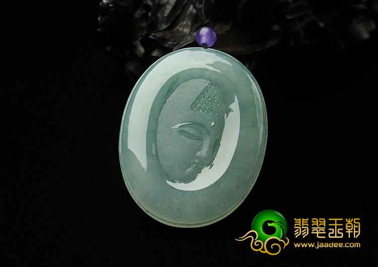 冰种飘花缅甸翡翠A货释迦牟尼挂件