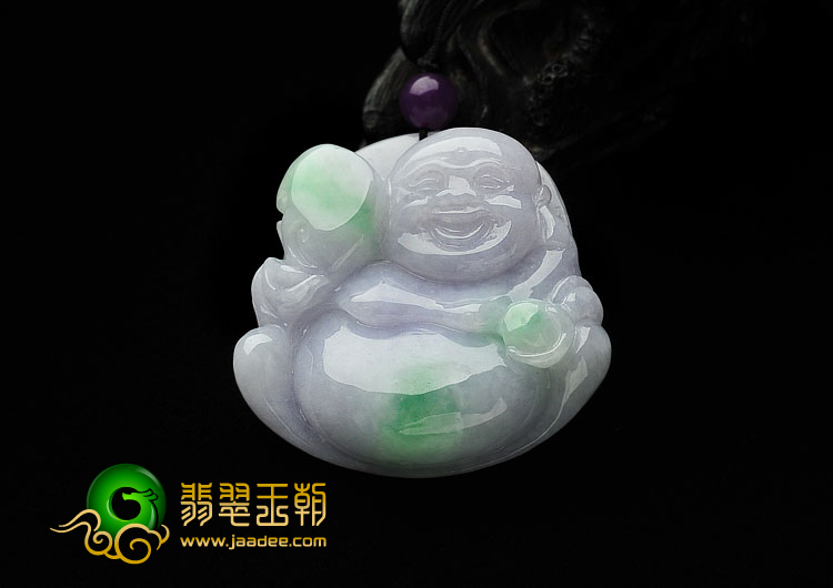 糯冰种春带彩缅甸翡翠A货玉佛挂件