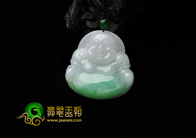 糯冰种飘翠缅甸翡翠A货玉佛挂件