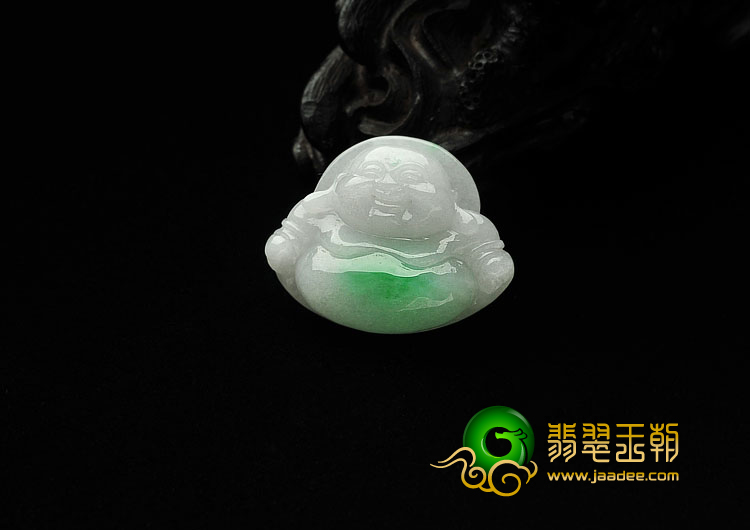 糯冰种飘翠缅甸翡翠A货玉佛挂件