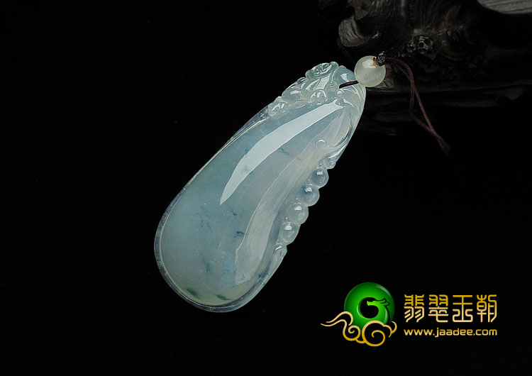冰种飘花缅甸翡翠A货福瓜挂件