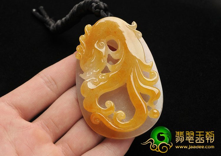 糯冰种褐黄翡缅甸翡翠A货凤牌挂件