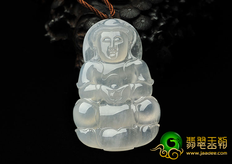冰种淡晴水缅甸翡翠A货观音挂件