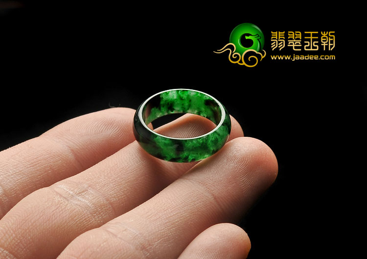 糯冰种癣加绿缅甸翡翠A货指环