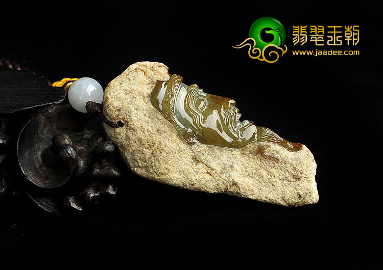 糯冰种褐黄翡缅甸翡翠A货智慧老者挂件