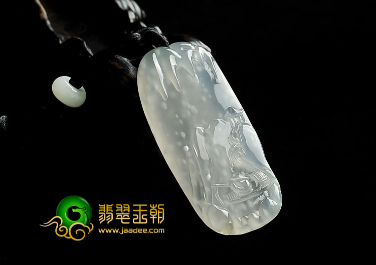 冰玻种晴水缅甸翡翠A货独钓寒江挂件