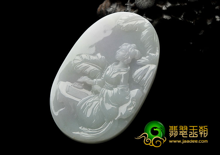 糯冰种晴水略带紫罗兰缅甸翡翠A货李清照挂件