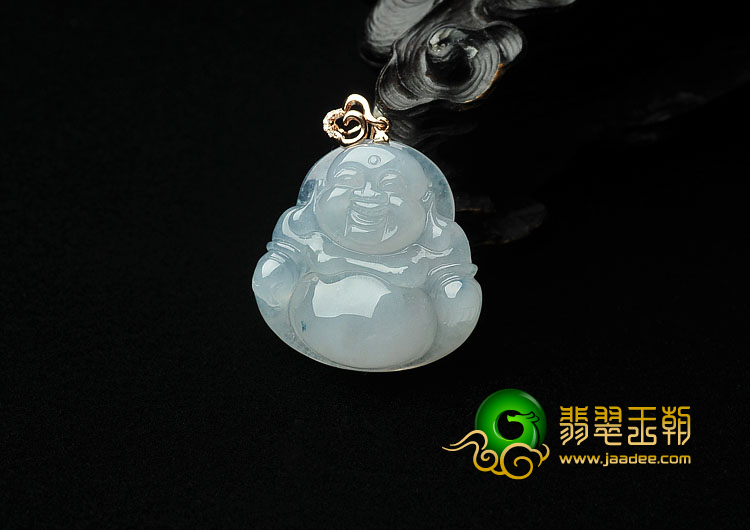 糯冰种飘花缅甸翡翠A货玉佛挂件