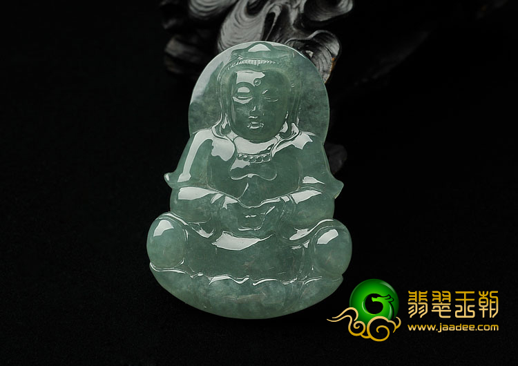 糯冰种晴水缅甸翡翠A货观音挂件