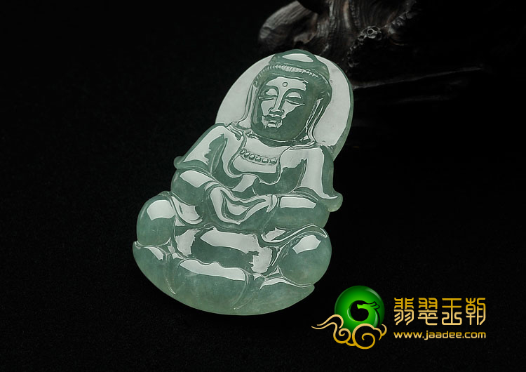 糯冰种晴水缅甸翡翠A货观音挂件