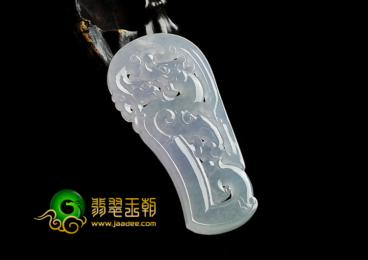 冰种紫罗兰缅甸翡翠A货仿古龙凤挂件