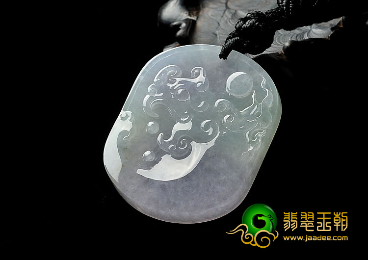 糯冰种淡紫罗兰缅甸翡翠A货仿古龙牌挂件