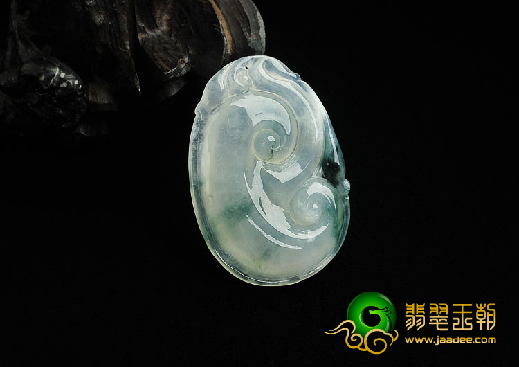 冰种飘花缅甸翡翠A货如意挂件