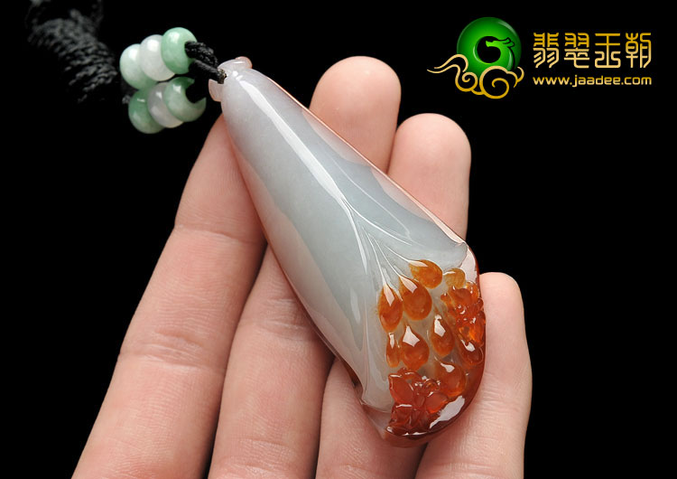糯冰种红黄翡缅甸翡翠A货玉兰花挂件