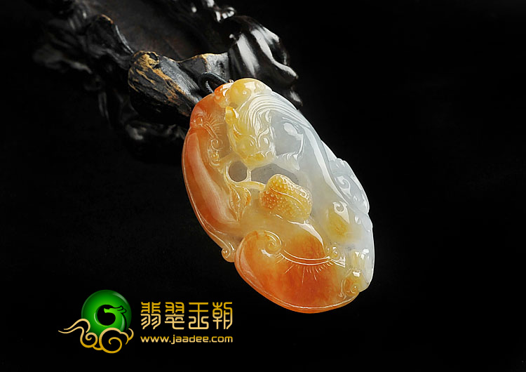 糯冰种红黄翡缅甸翡翠A货龙行如意挂件