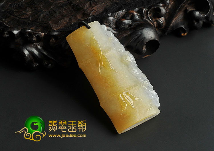 糯冰种黄翡缅甸翡翠A货节节高挂件
